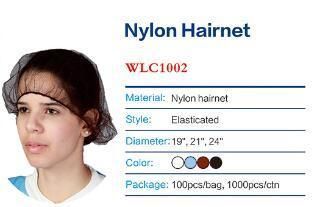 Non Woven Caps Nylon Hat Disposable Hairnet with Elastic and Colorful