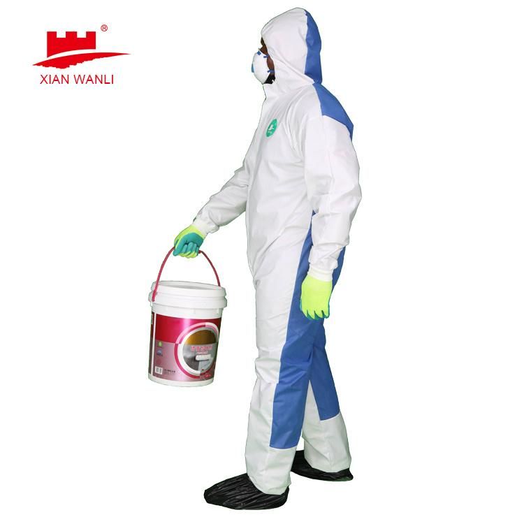 Disposable CE Cat III Type 3b/4b/5/6 Protection Suit Overalls Non Woven Microporous Coverall Chemical Protective Clothing