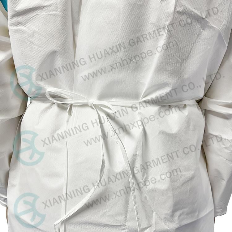 Tg Type Pb4b AAMI Level 3 Taped Seam White Microporous Disposable Protective Apron Surgical Gown Waterproof Medical Use Isolation Gown