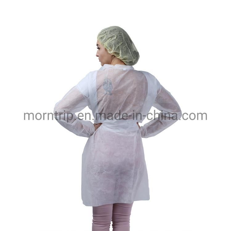 White Non Woven Breathable Barrier Lightweight Disposable Chemistry Lab Coat