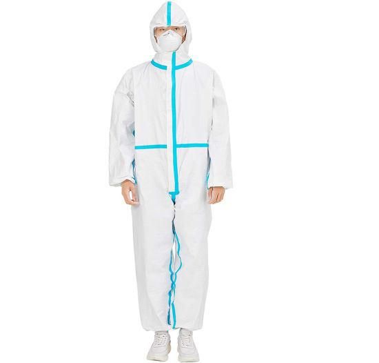 Disposable Standard Weight White Polypropylene Coveralls with Hood