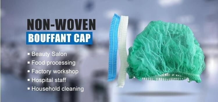 White Color Disposable Non Woven PP Bouffant Cap Hair Net for Industry