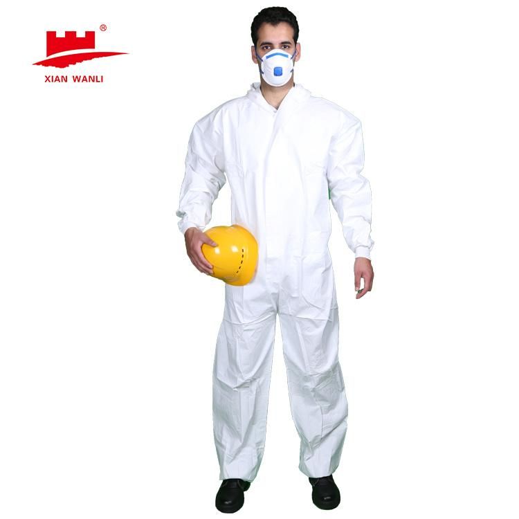 Anti Static PP Disposable Isolation Personal PPE Safety Hooded Medical Nonwoven Protective Hazmat Coverall Suit Long Sleeves