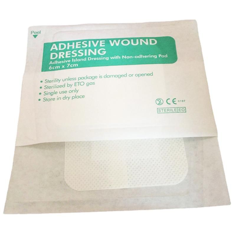 Medical High Quality Adhesive Wound Dressing Pad 6X7cm Non-Woven Breathable Accessories for First Aid Kit