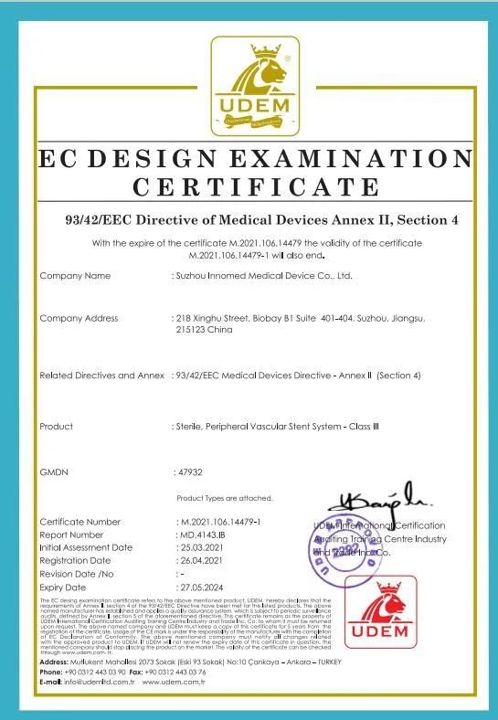 CE&ISO13485 Certification for PTFE Diagnostic Guidewire