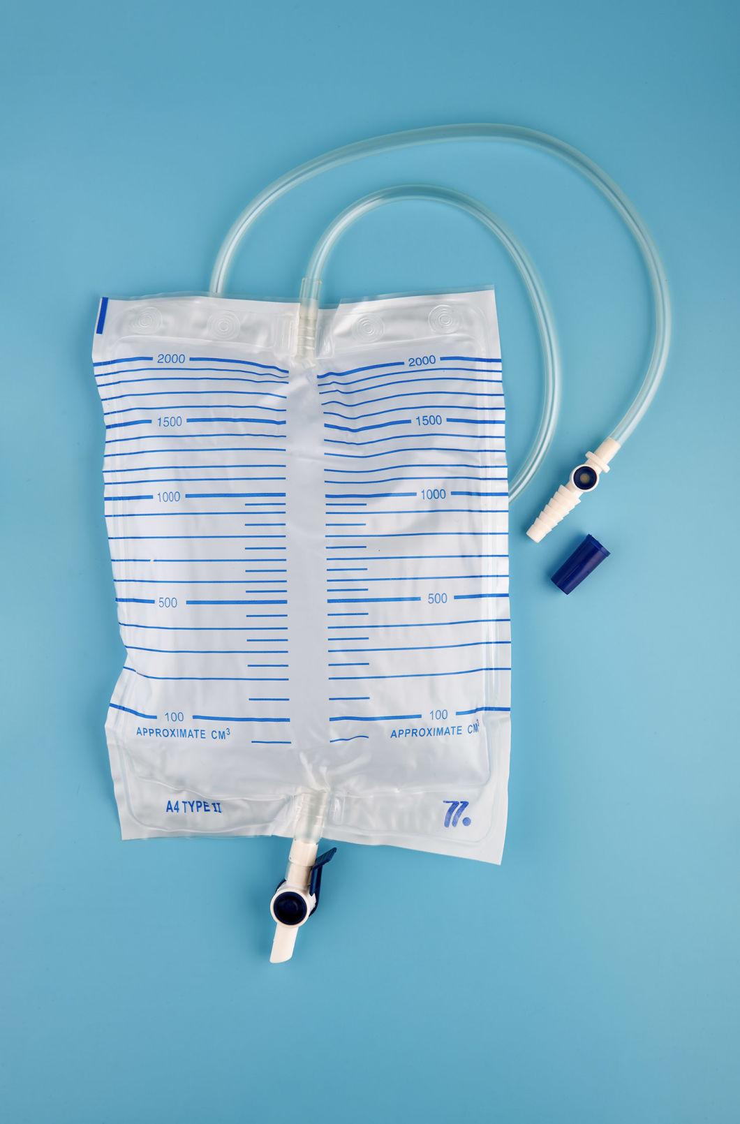 Medical Urine Bag with Free Needle Sampling Port and Tube Clamp