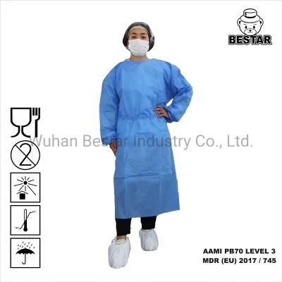 AAMI PB70 Level 2 Level 3 Dispoeable Non Woven Medical SMS Isolation Gown