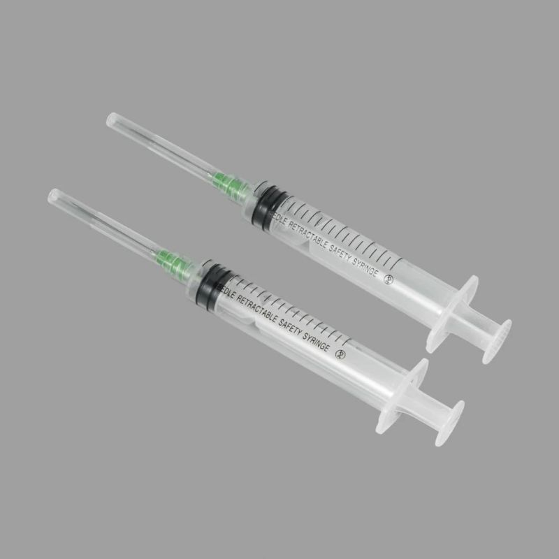 Luer Lock/Fix/Luer Slip Needle Retractable Hypodermic Safety Syringe