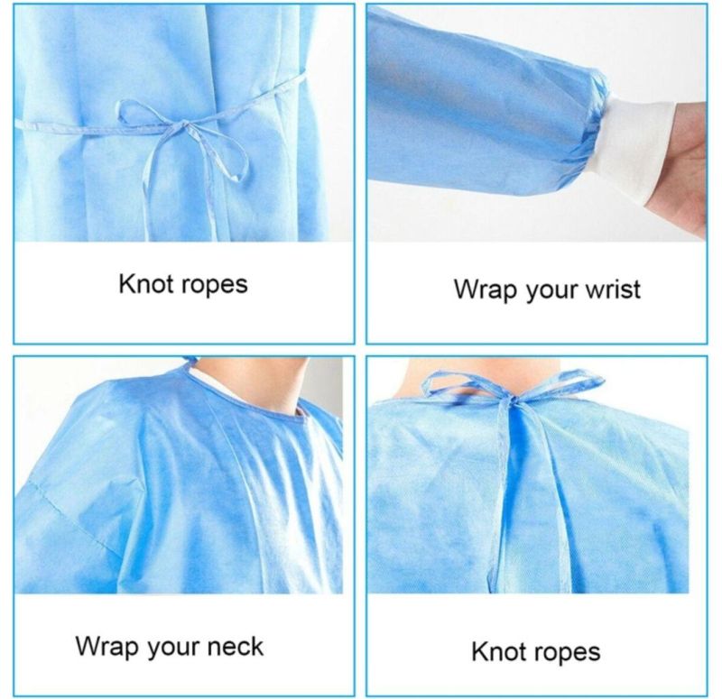 Disposable Protective AAMI Level 1 2 3 Nonwoven Fabric Fluid Resistant Isolation Gown