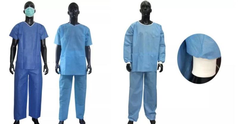 Disposable Nonwoven Short Sleeve Scrub Suits Isolation Gowns