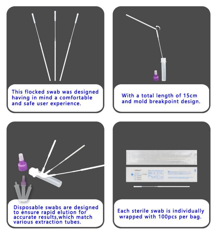 Disposable Cotton Swab Sterile Swab Sampler Nasopharyngeal Swab (8cm breakpoint)