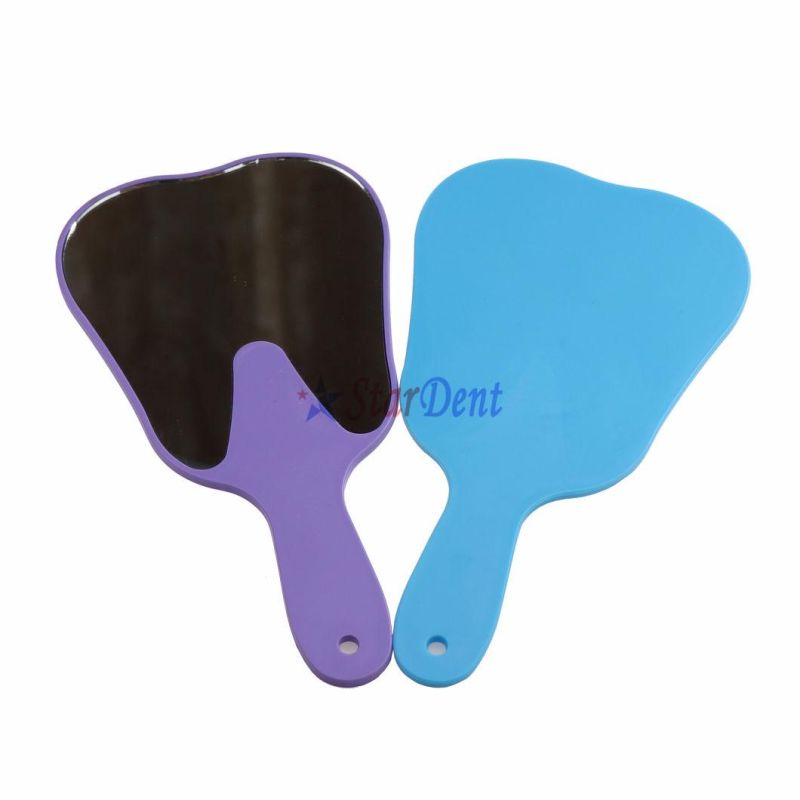 Dental Tooth Shaped Plastic Cute Oral Clinic Gifts Handheld Makeup Mirror Patient Face Mirrors for Promotion