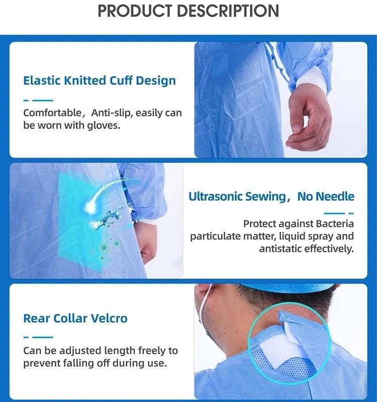 Hospital Disposable Gowns Non Woven Fabric for Disposable Surgical Gown