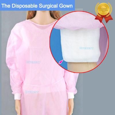Examination Sf/ PE Coated Impervious Long Sleeve Medical Procedure Disposable PP+PE Isolation Gown with Knitted Cuff