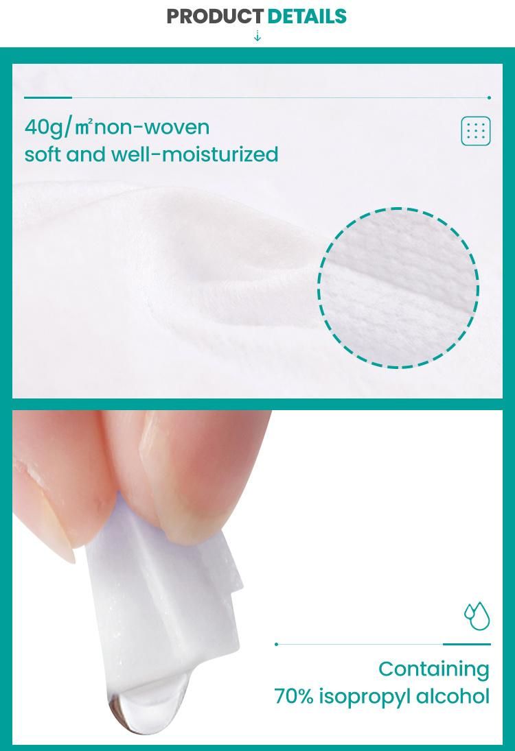 Wet Wipes Disposable 70% Isopropyl Alcohol Pads for Disinfection Use