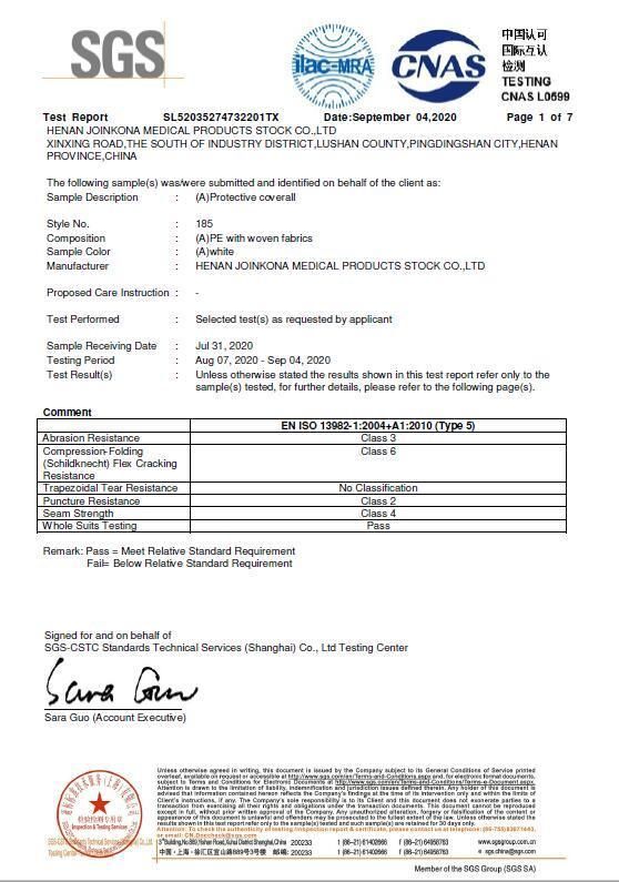 SGS Hospital Medical Isolation Coverall Protective Colthing by China Factory