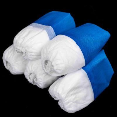 Disposable Medical Use Anti-Bacterial Waterproof Shoe Cover Hospital/Laboratory Use Blue and White PP+CPE Shoe Cover