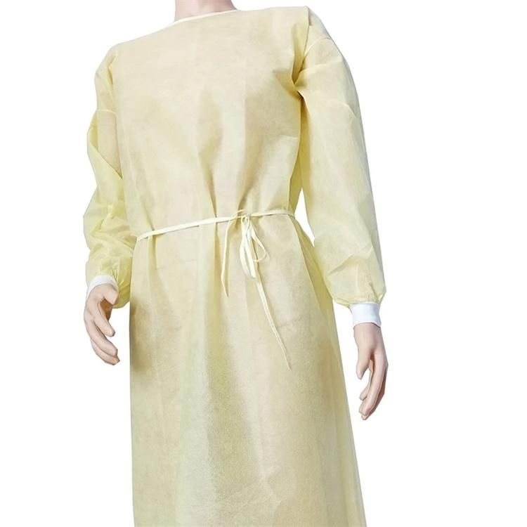 Stocks PP25GSM Cheap Disposable Isolation Gown with Elastic Cuff