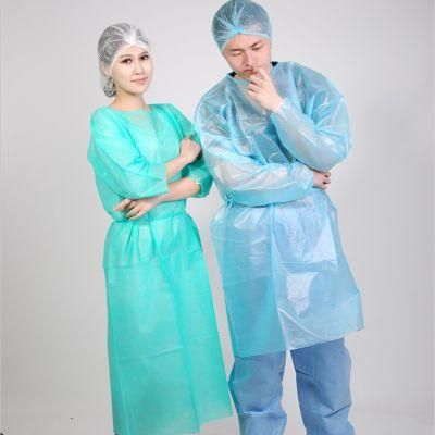 En 13485 Factory Nonwoven Surgical Isolation Gown with PP/SMS/PP+PE Material