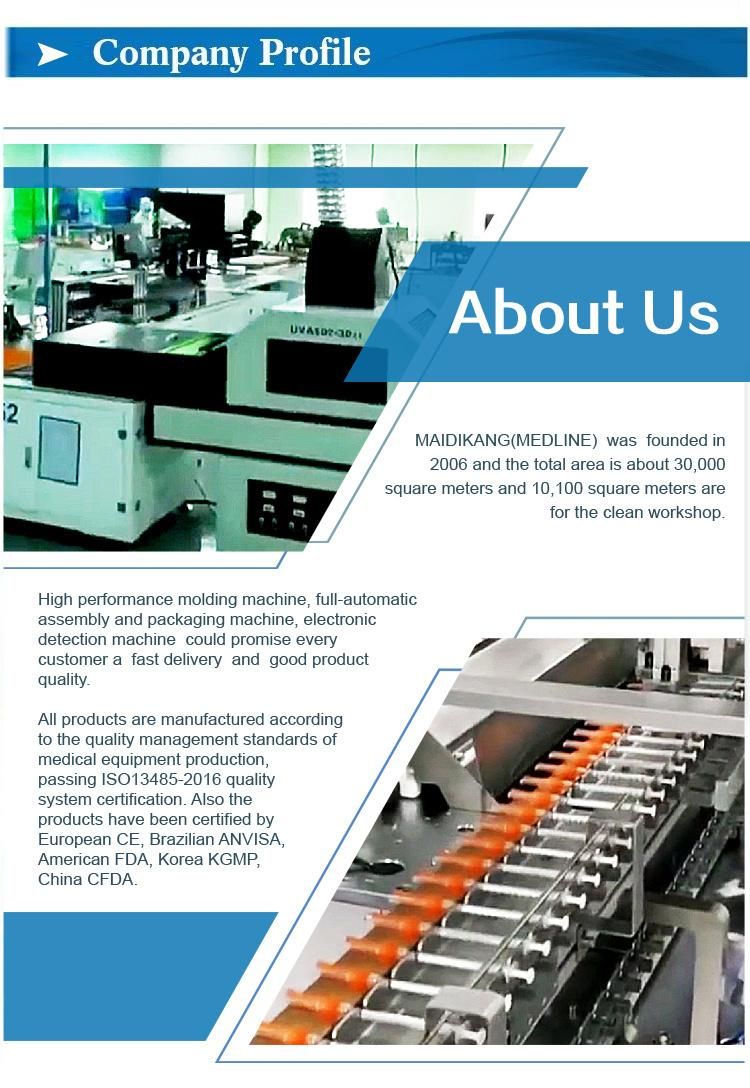 30-Year Factory of 3 Part Medical Syringe CE FDA 510K and ISO Approved