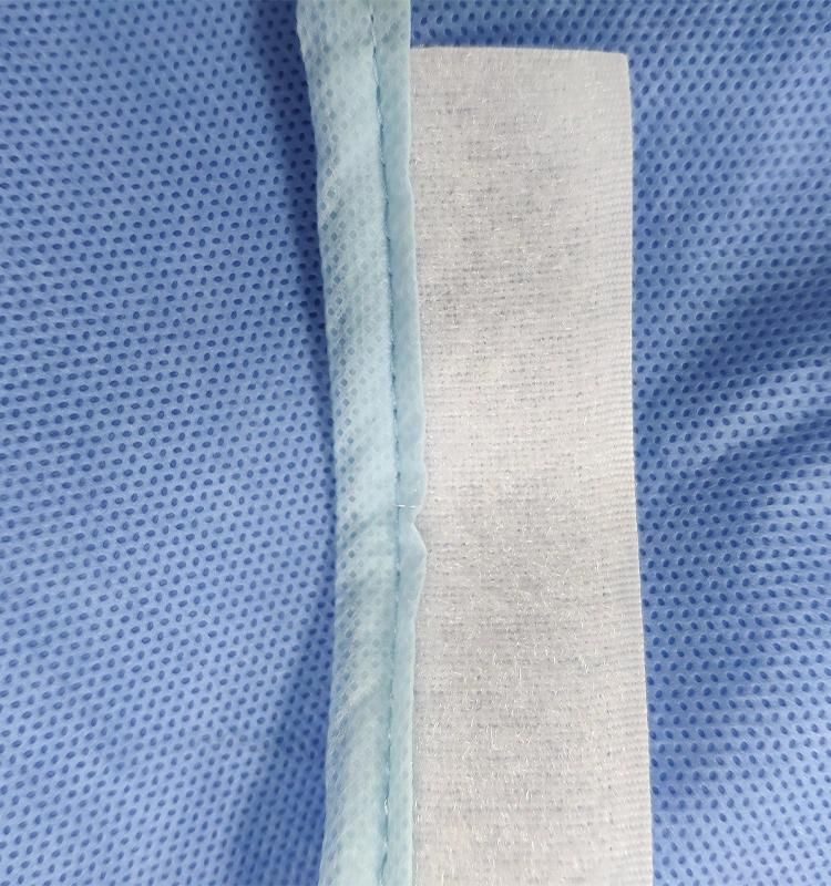 Disposable AAMI 2/3 Hospital Use PP/SMS/PE Coated Surgical Gown Waterproof Blood Fluid Resistance Fire Retardant