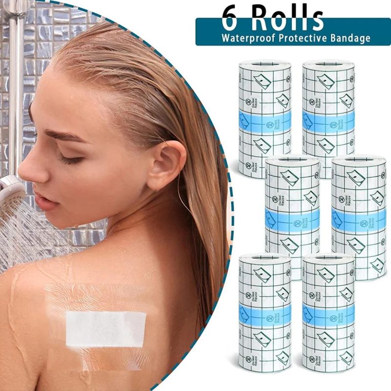 4 Rolls Transparent Stretch Adhesive Bandages Waterproof Clear Bandage Protective Adhesive Bandages Dressing Tape (2 Inch X 5.47 Yard)