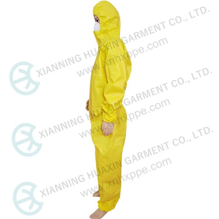 Type3b Special PE Coated SMS Chemical Resistant Disposable Safety Suit Coverall