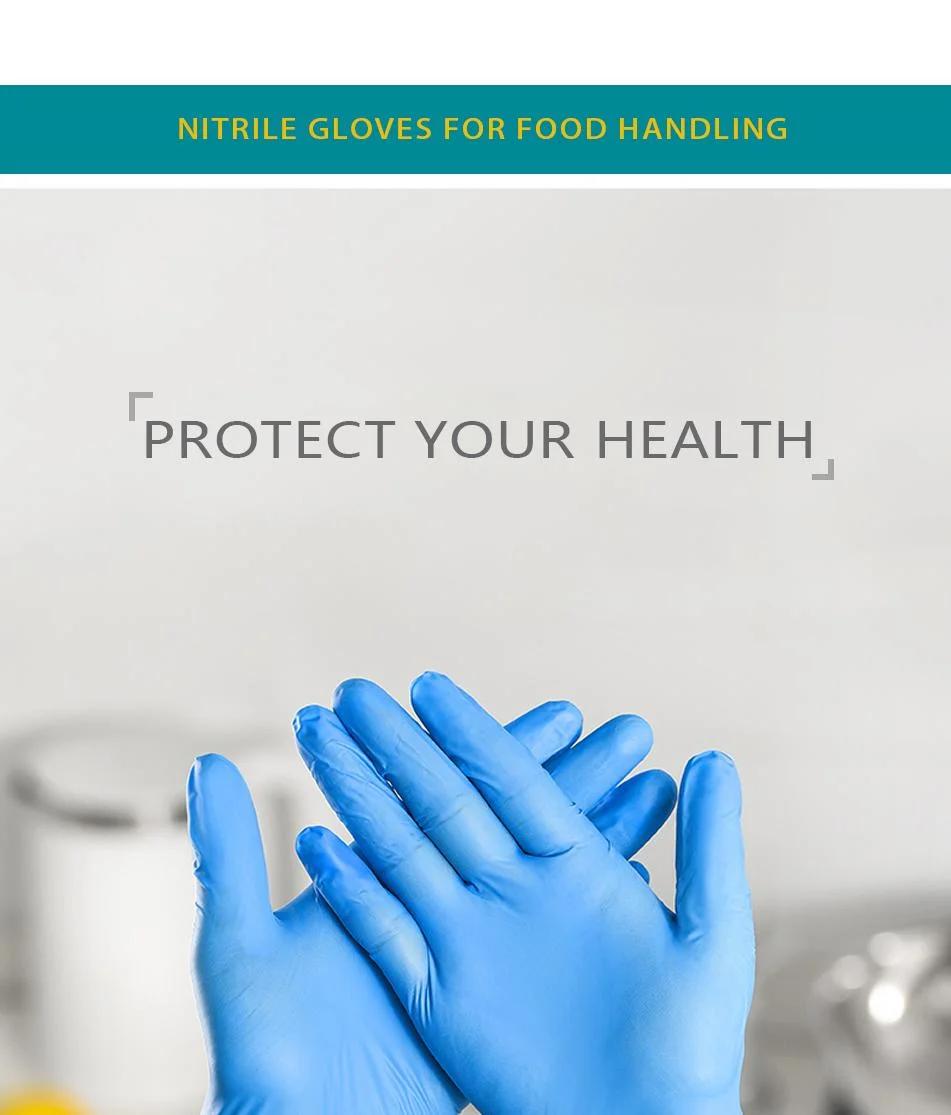 Manufacturer of Blue Disposable Powder Free Safety Gloves Laboratory High Quality Nitrile Gloves