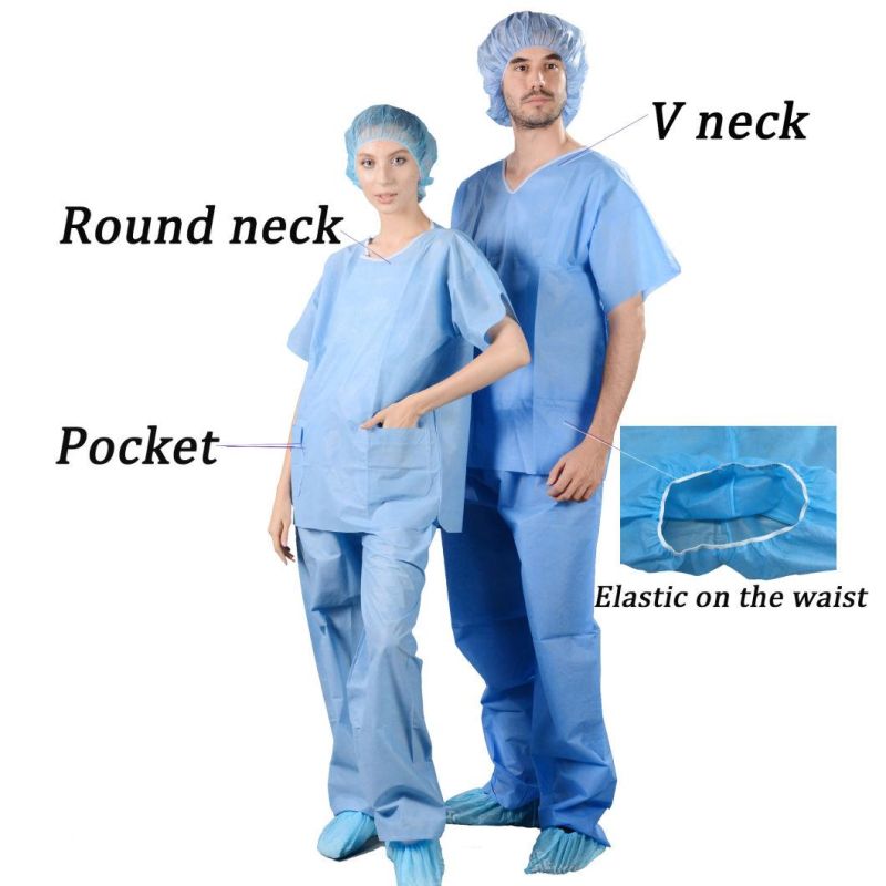 Short Sleeves Patient Gown Disposable Non Woven Patient Uniform