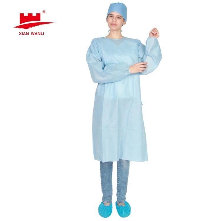 Factory Supply Discount Price AAMI Level 2 Yellow Elastic Cuff Surgical Isolation Gown Patient Long Sleeves Disposable