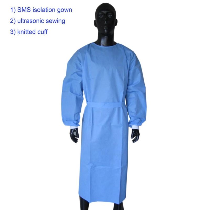 Worker Uniform Disposable Nonwoven PP/PP+PE/SMS Isolation Gown