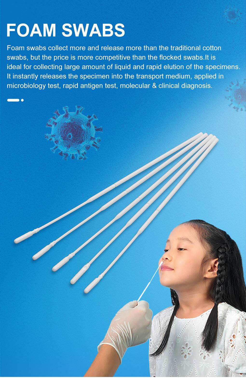 Medical Disposable Sterile Specimen Collection Swab Foam Swabs China Supplier CE, FDA