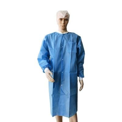 Disposable SMS Lab Coats and Jackets with Snap Front 3 Pockets Knitted Cuff &amp; Collar