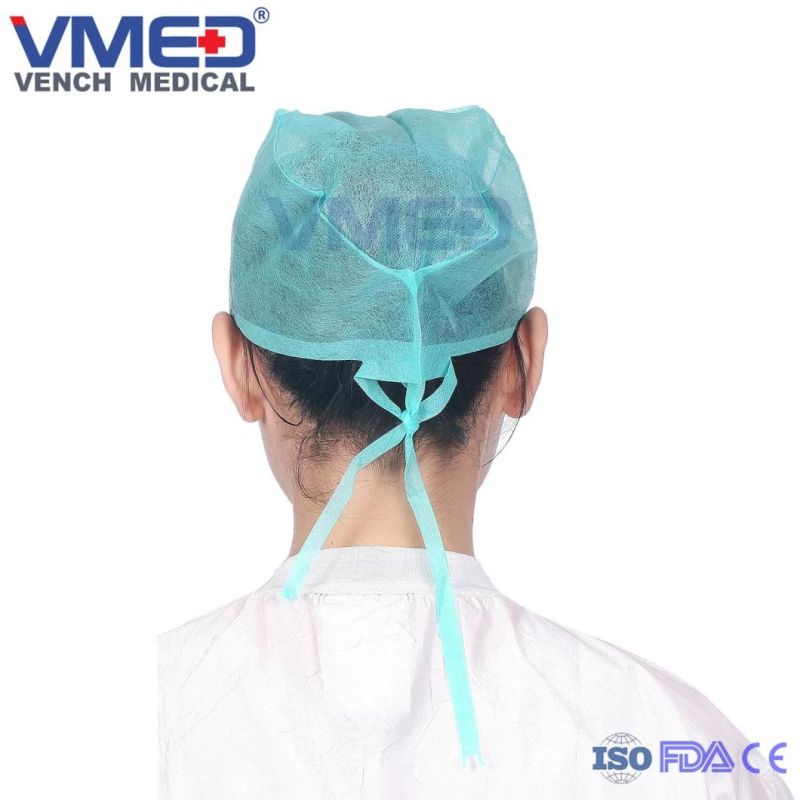 Disposable Machine-Made Spp Non-Woven Green Surgical Cap