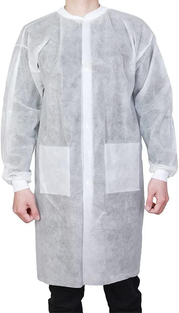 Disposable Medical White Labcoat Non Woven Made with Button