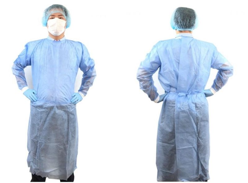 Level 1 Disposable Isolation Gown Prevent Droplets Safety Breathable Coverall Non Woven PP+PE Clothing