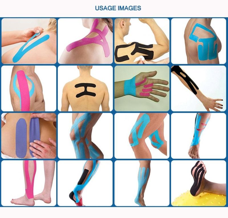 Elastic Kinesiology Tape for Muscle Protection with CE & ISO & FDA Approved