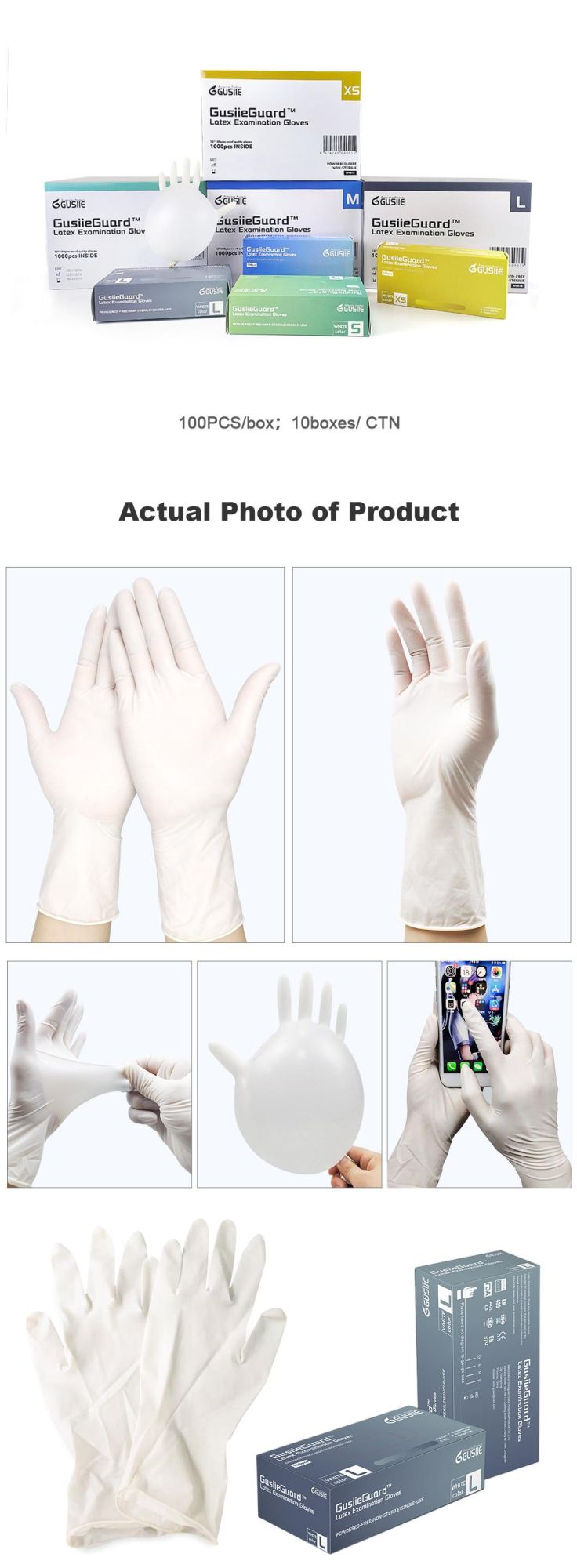 Disposable Safety Protective Gloves Latex Medical Examination Gloves