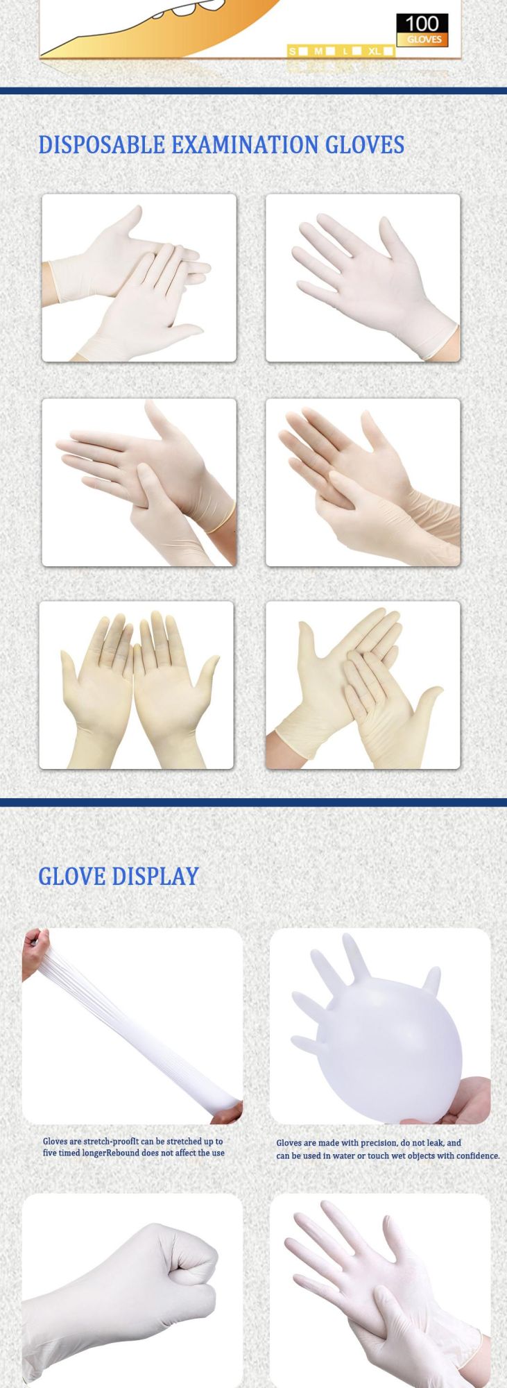 Disposable Latex Examination Gloves Powdered Medical Protect Gloves