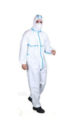 Type 456 En14126 Microporous Coverall Construction with Elastic Hood