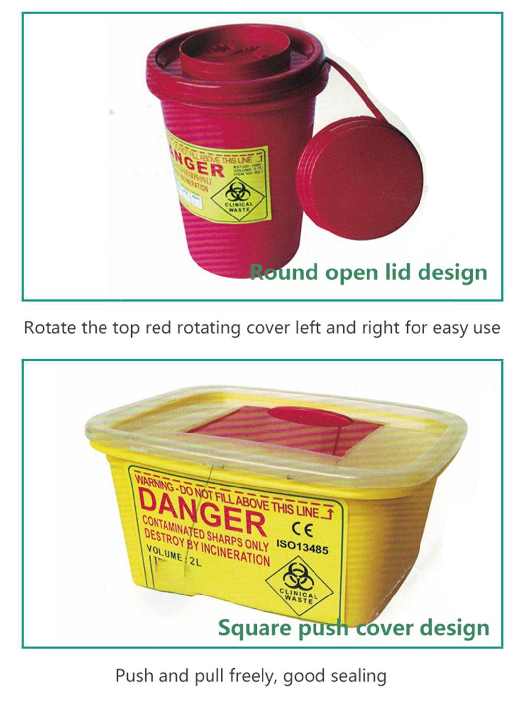 Plastic Sharps Container Biohazard Needle Disposal Box for Infectious Waste