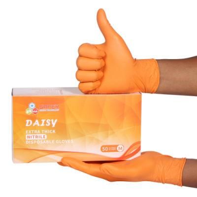 Thick 8.0 Mil Orange Disposable Nitrile Glove for Automotive Industry