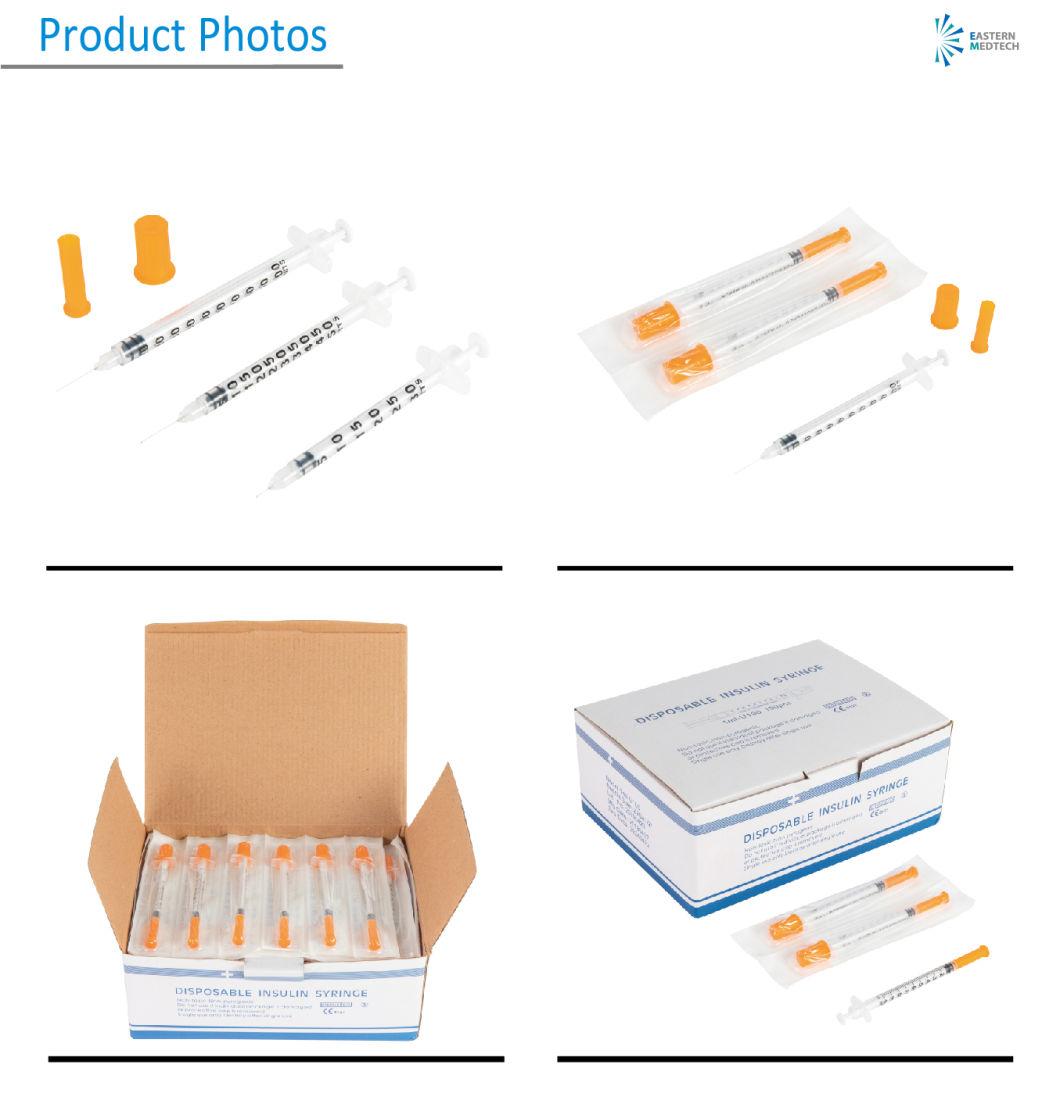 Plastic Disposable Medical Devices 1ml U-100 Orange Cap Lds Insulin Syringe