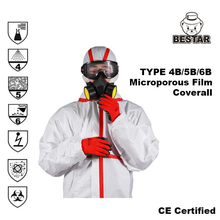 High-Visibility Type 4/5/6 Microporous Film Laminated PP Protective Coverall