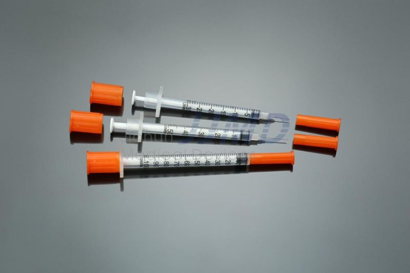 CE Medical Disposable Sterile Injection 0.3ml/0.5ml/1ml Safety Insulin Syringe with/Without Needles