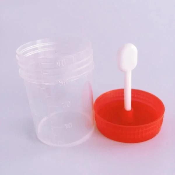 Disposable Hospital Sterile Plastic 60ml Sample Specimen Test Collection Stool Urine Container with Spoon