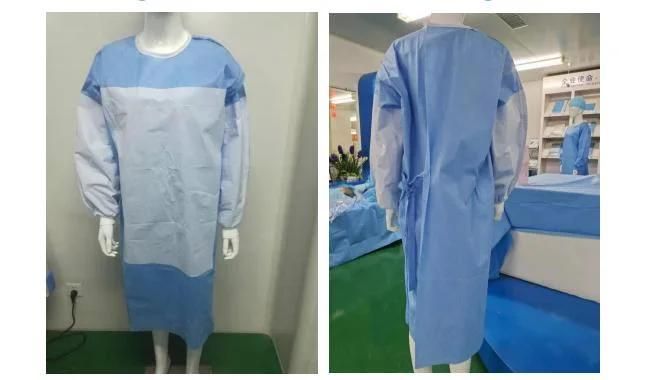 Disposable Nonwoven Waterproof Sterile Fabric Reinforced Level 3 47g SMS Anti Static Surgical Gown for Hospital Use