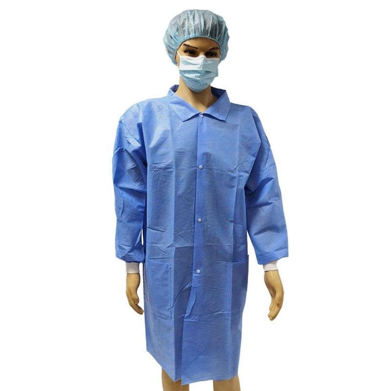 25GSM-65GSM Spun Bonded Polypropylene Lab Coat Disposable