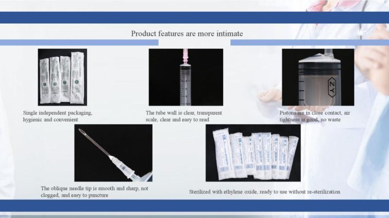 CE Medical Disposable Sterile Injection Plastic Oral Syringe, Insulin Syringe, Safety Single Use 0.5ml 1ml 2ml 2.5ml 3ml 5ml 10 Cc Syringe with/Without Needles