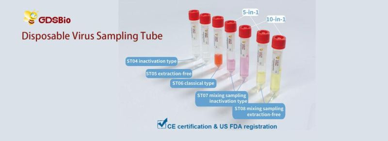 FDA CE Approved DNA Rna Test Kit Inactivated Inactivation Nasal Transport Medium Vtm Disposable Specimen Collection Virus Sampling Tube